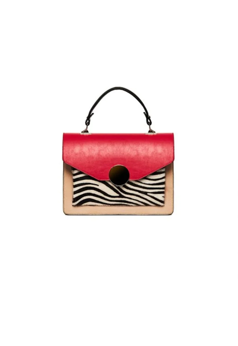 Geanta dama piele,  Ema, rosu capucino, 27x11x20 cm