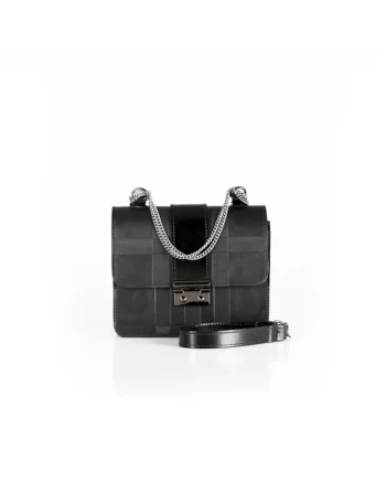 Geanta dama piele,  Divya, negru, 19x6x16 cm
