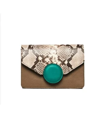Geanta dama piele,  Carmen, grej verde mov, 22x10x15 cm