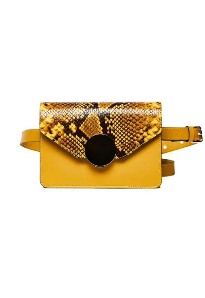 Geanta dama piele,  Cora, galben, 22x10x15 cm