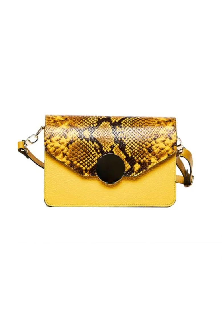 Geanta dama piele,  Carmen, galben, 22x10x15 cm