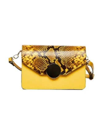 Geanta dama piele,  Carmen, galben, 22x10x15 cm