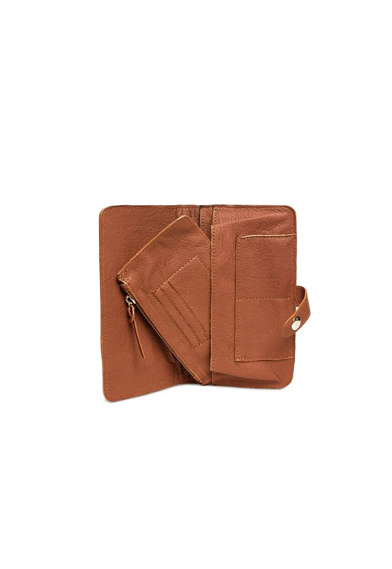 Portofel piele,  Fortuna, coniac, 12 x 2 x 12 cm