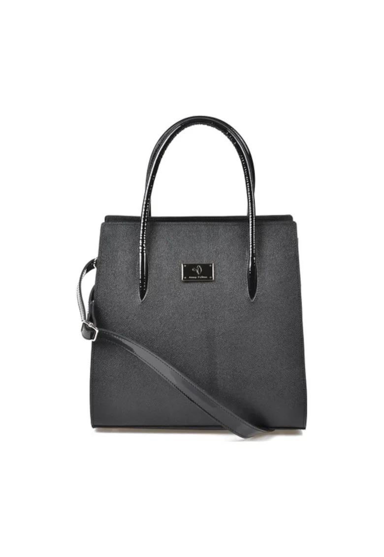 Geanta dama piele,  Hanna 5, negru, 30x12x30 cm