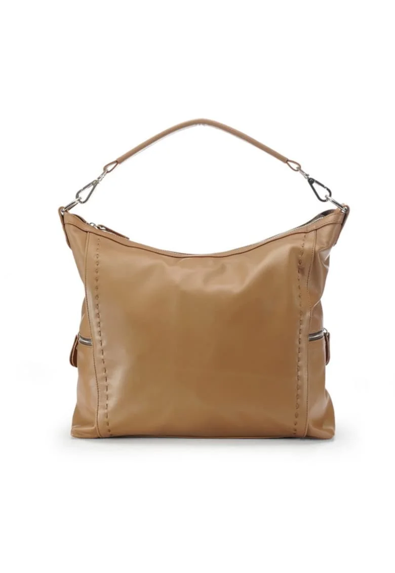 Geanta dama piele,  Saculet Dora, coniac, 42x12x32 cm