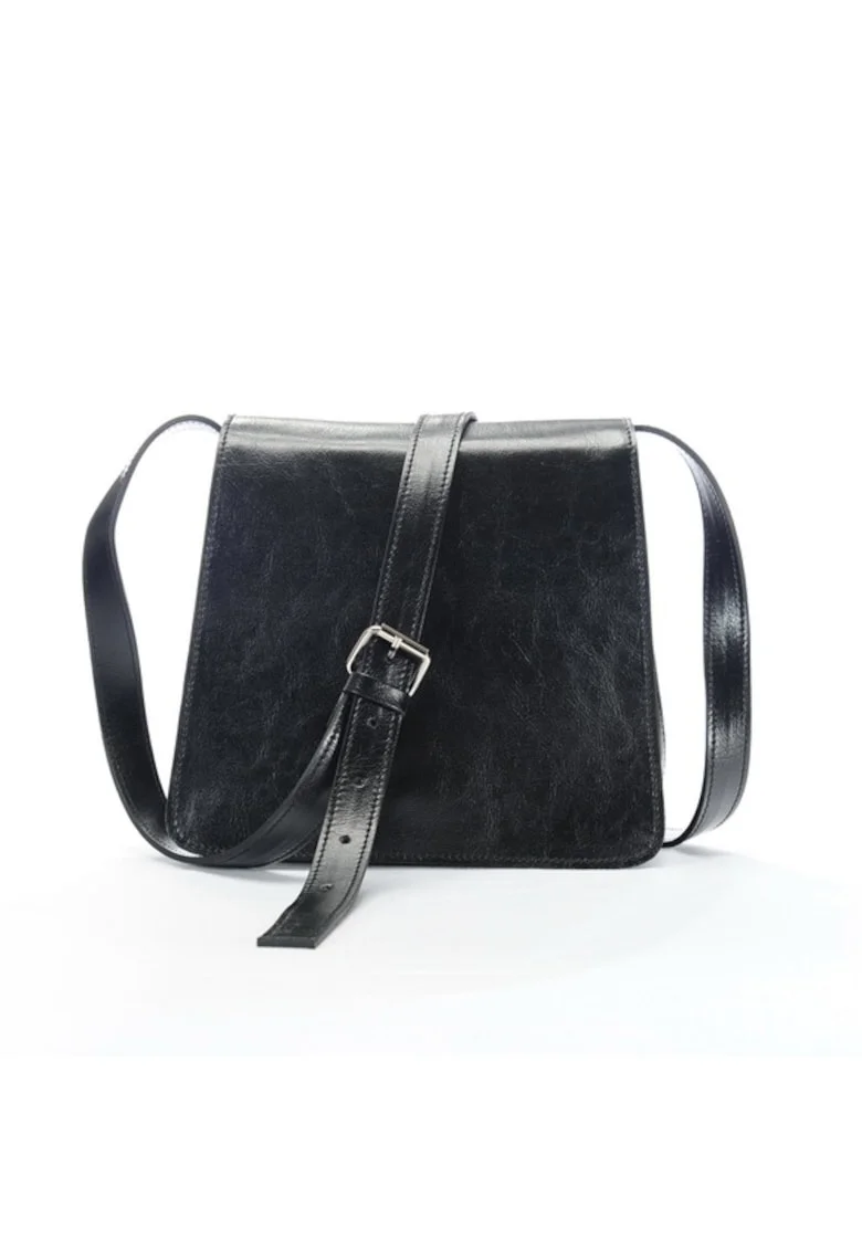 Geanta dama piele,  Cristal mic, negru, 23x8x22 cm