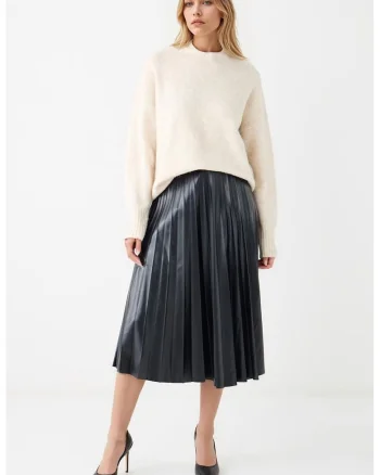 Fusta midi cu croiala in A, Negru stins