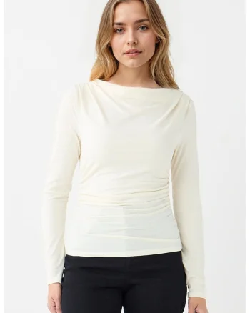 Bluza cambrata cu fronseuri, Alb murdar