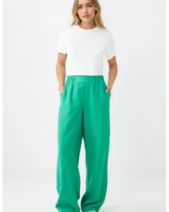 Pantaloni din amestec de lyocell cu talie elastica, Verde lime
