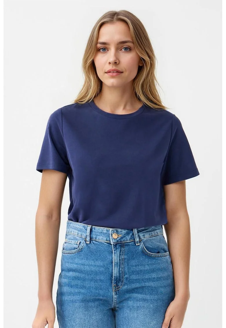 Tricou uni din amestec de modal, Bleumarin