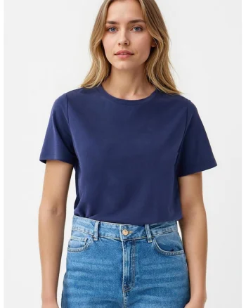Tricou uni din amestec de modal, Bleumarin