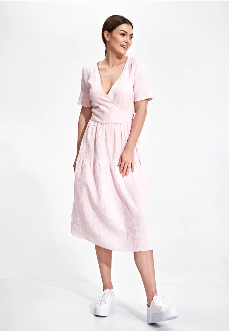 Rochie midi din bumbac de la, Roz