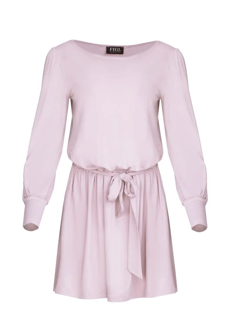 Rochie mini  M576, maneci lungi, viscoza, Roz