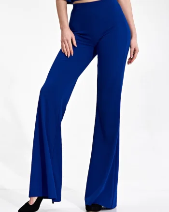 Pantaloni dama  M874, talie inalta, albastru, poliester/elastan, Albastru