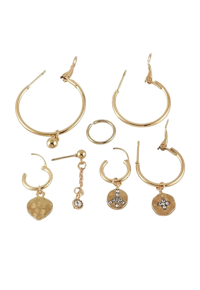 Set 7 cercei aurii, cu pietre, Davine C22,
