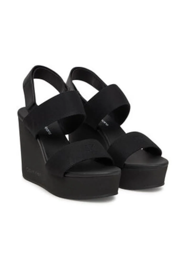 Sandale dama,  negru, material textil,