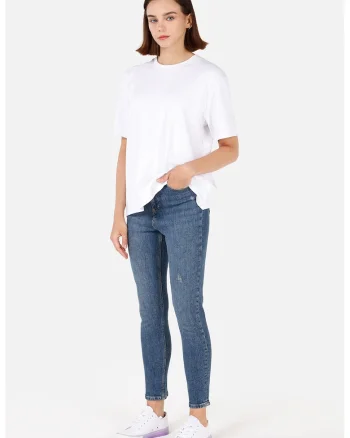 Blugi slim fit cu talie medie, Albastru