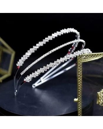 Diadema argintie, in 3 straturi, cu pietre, Ingrid C1