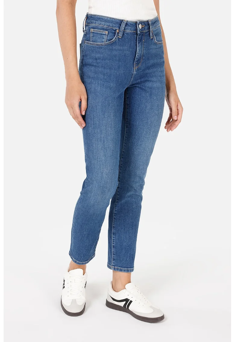Blugi crop slim fit, Albastru prafuit