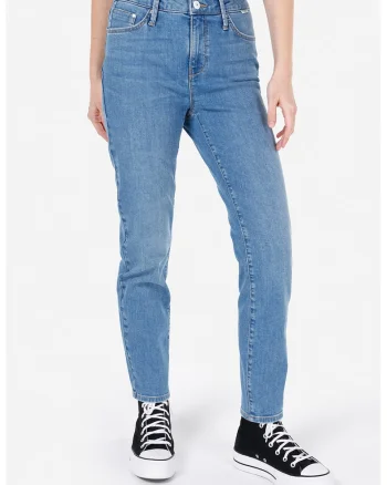 Blugi slim fit cu talie inalta, Albastru prafuit