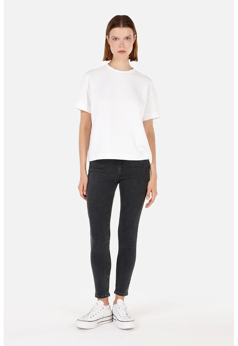 Blugi crop skinny, Negru