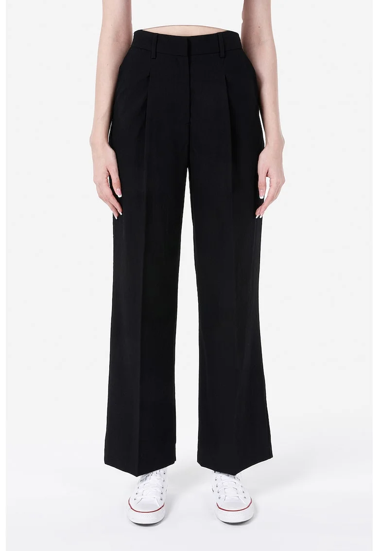 Pantaloni ampli cu talie inalta, Negru