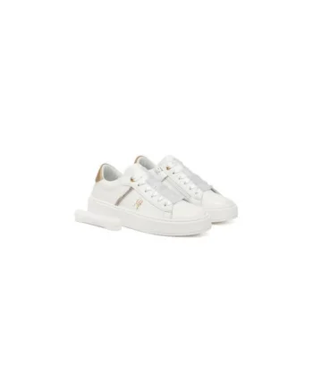 Pantofi sport copii,  piele ecologica, alb, detalii metalice,