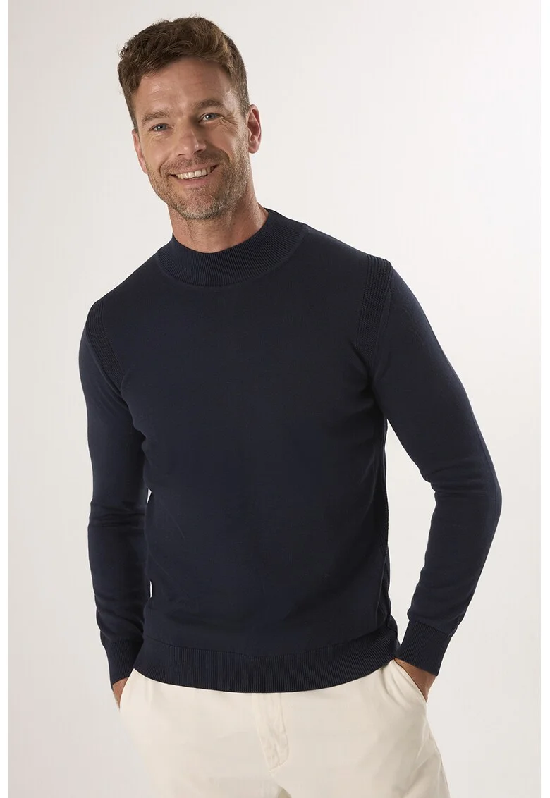 Pulover slim fit de bumbac, Albastru ultramarin