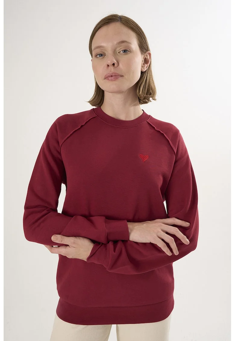 Bluza lejera de trening din bumbac cu maneci raglan, Rosu
