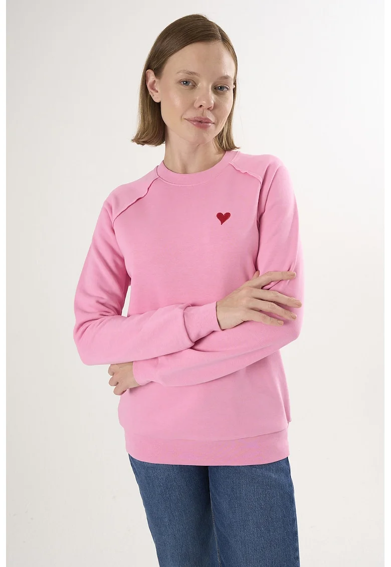 Bluza lejera de trening din bumbac cu maneci raglan, Roz