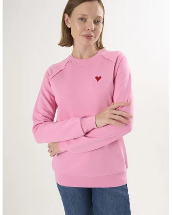 Bluza lejera de trening din bumbac cu maneci raglan, Roz