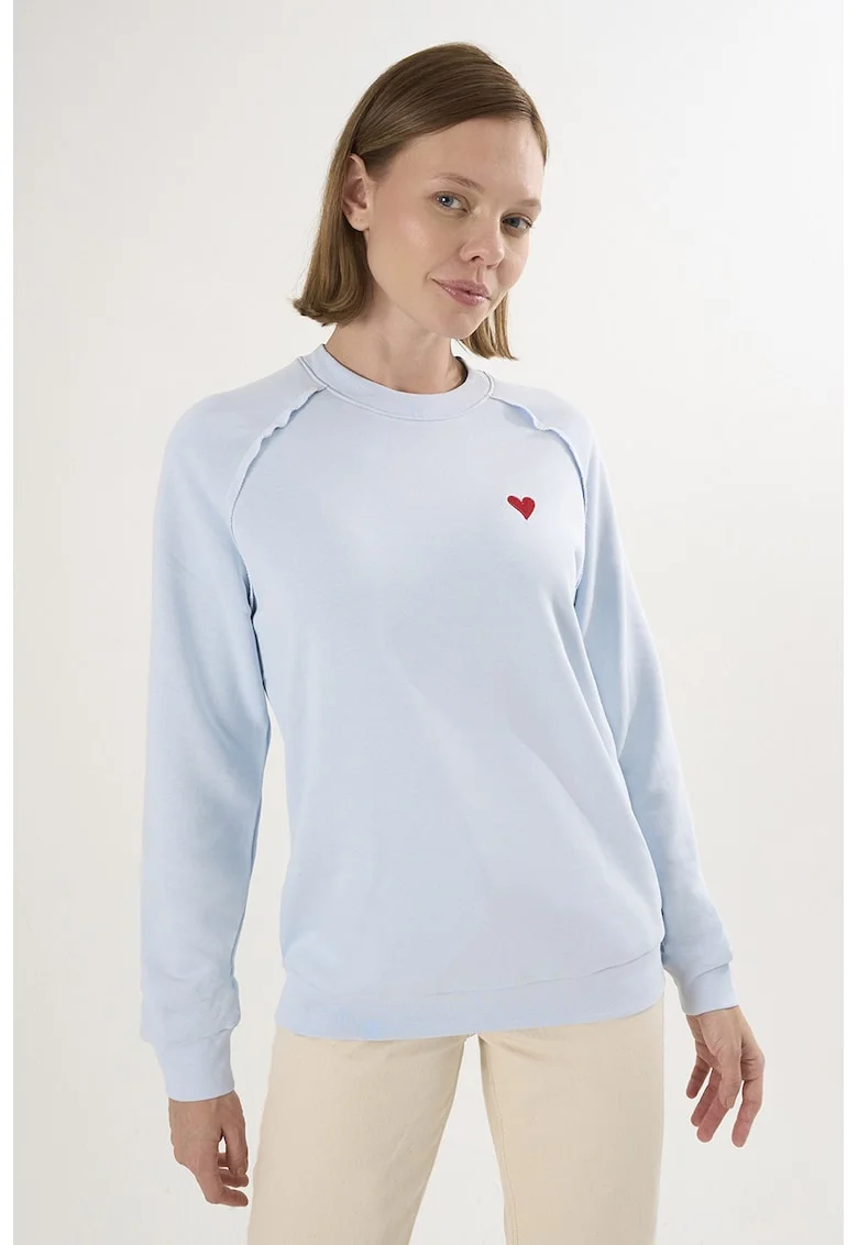 Bluza lejera de trening din bumbac cu maneci raglan, Albastru pastel