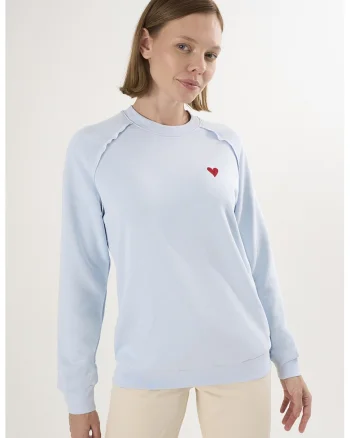 Bluza lejera de trening din bumbac cu maneci raglan, Albastru pastel