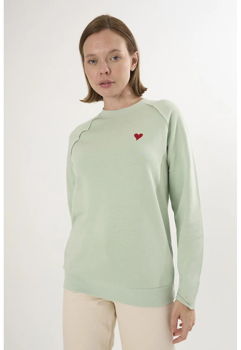Bluza lejera de trening din bumbac cu maneci raglan, Verde pal