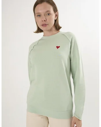 Bluza lejera de trening din bumbac cu maneci raglan, Verde pal