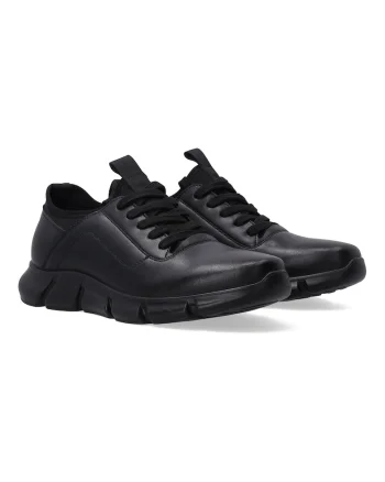 Pantofi casual din piele naturala cu inchidere cu siret