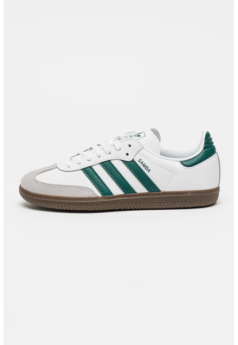 Pantofi sport cu insertii din piele intoarsa Samba OG, Alb/Verde englez