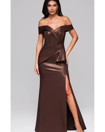 Rochie de seara maxi  LA-OM-DLR248, Maro