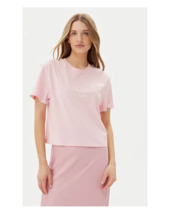 Tricou eco cu logo, Roz