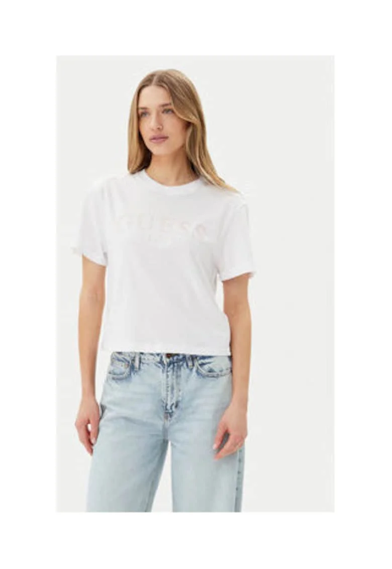 Tricou eco cu logo, Alb