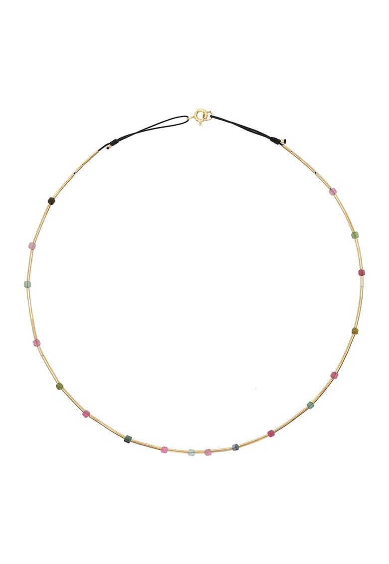 Colier filat cu aur de 14K/20 si turmalin, Auriu/Multicolor