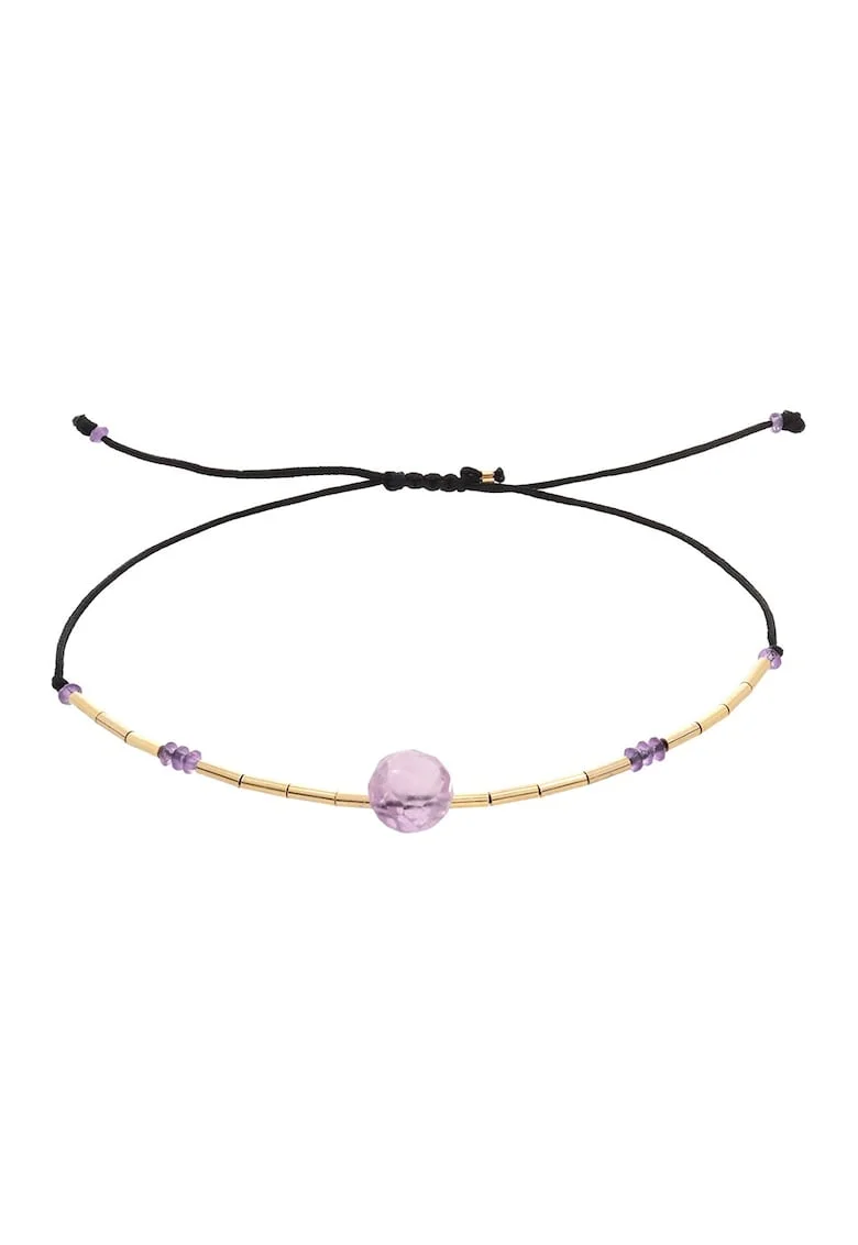 Bratara filata cu aur de 14K/20 si ametist, Auriu/Negru/Violet
