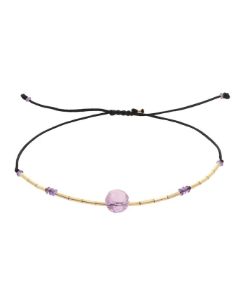 Bratara filata cu aur de 14K/20 si ametist, Auriu/Negru/Violet