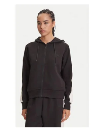 Hanorac casual din bumbac cu fermoar, Negru
