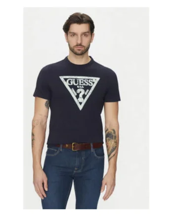 Tricou cu imprimeu logo in fata din bumbac, Bleumarin
