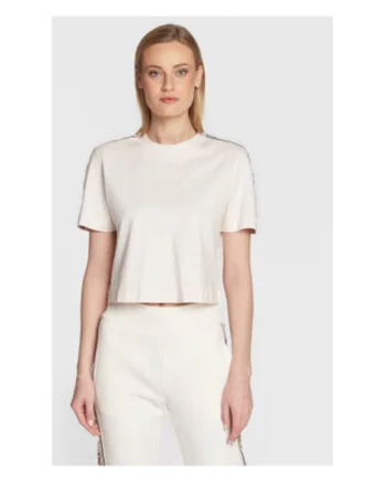 Tricou crop casual, Bej deschis