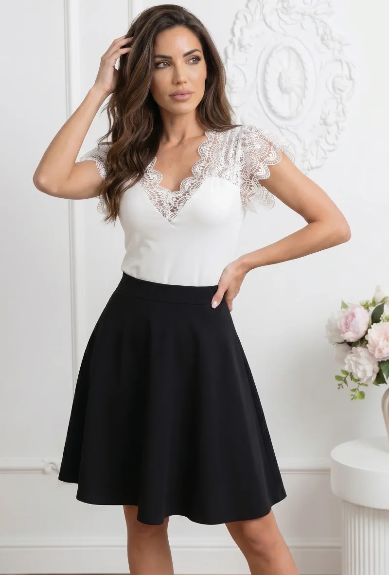 Bluza eleganta din bumbac cu dec...