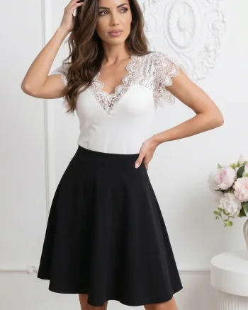Bluza eleganta din bumbac cu dec...