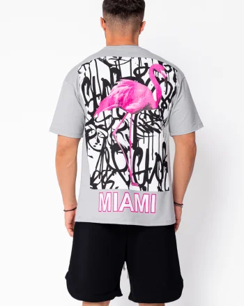 Tricou Flamingo imprimat Grey