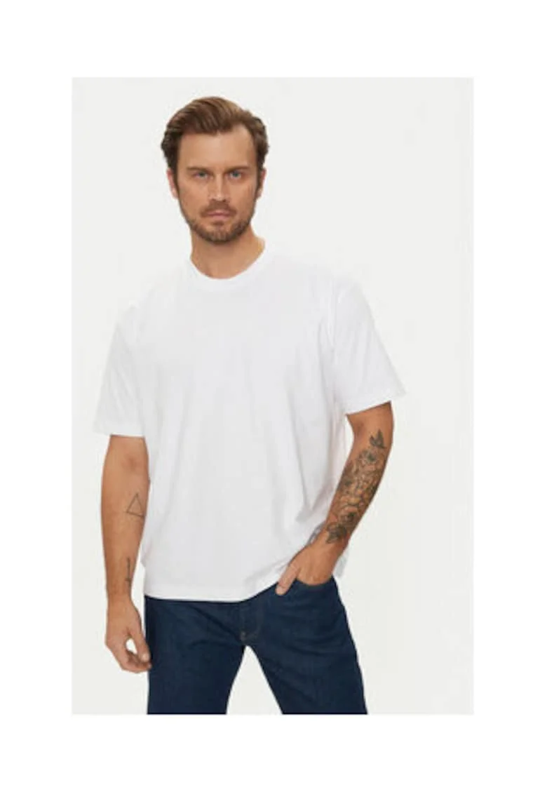 Tricou uni din amestec de bumbac organic, Alb